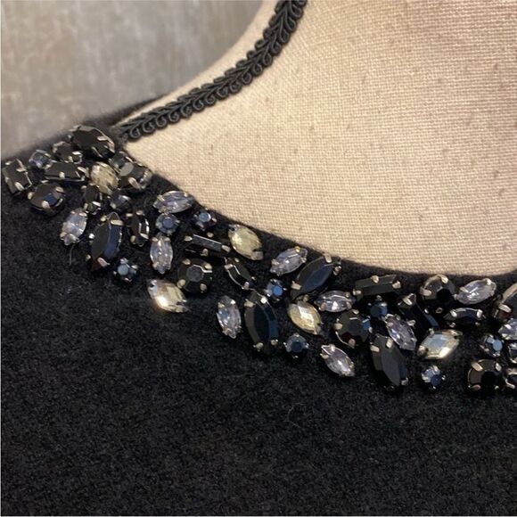 Magaschoni Elegant Black Sweater with Embellished Neckline, M - Picture 3 of 8